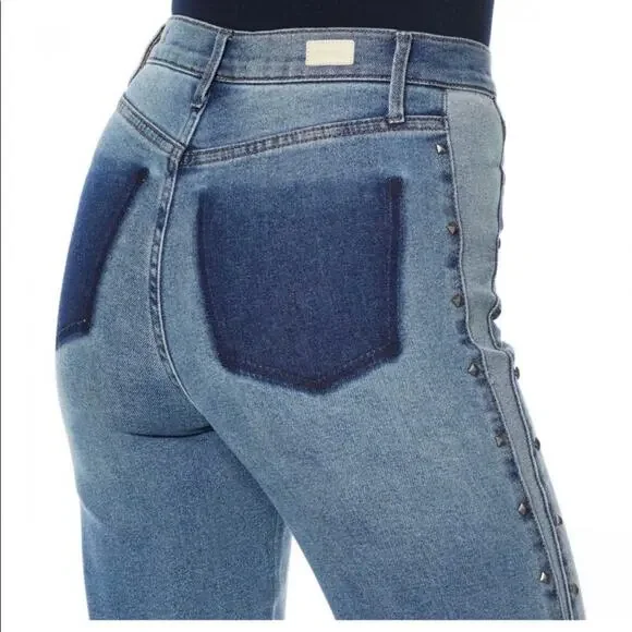NWT Skinnygirl Plus Sydney Two-Tone Studded Cropped Straight Jean Size 24W 3X - Picture 3 of 16